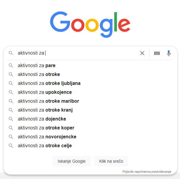 Iskanje v Googlu